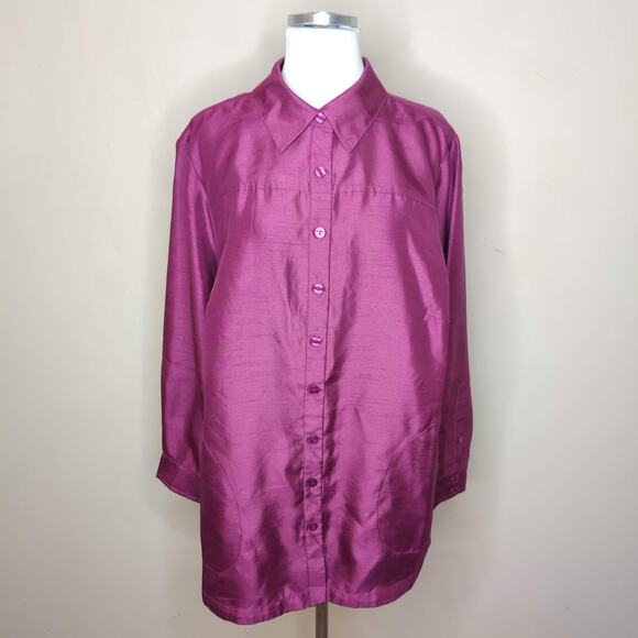 Joan Rivers Tunic w/ Pockets Button Up Long - Picture 1 of 9